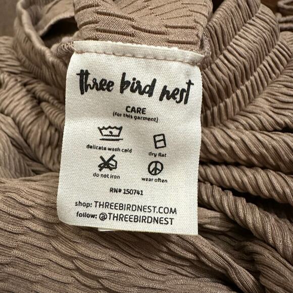 THREE BIRD NEST Wide Leg Pants Camel Brown Knit High Rise Lagenlook - Picture 7 of 11